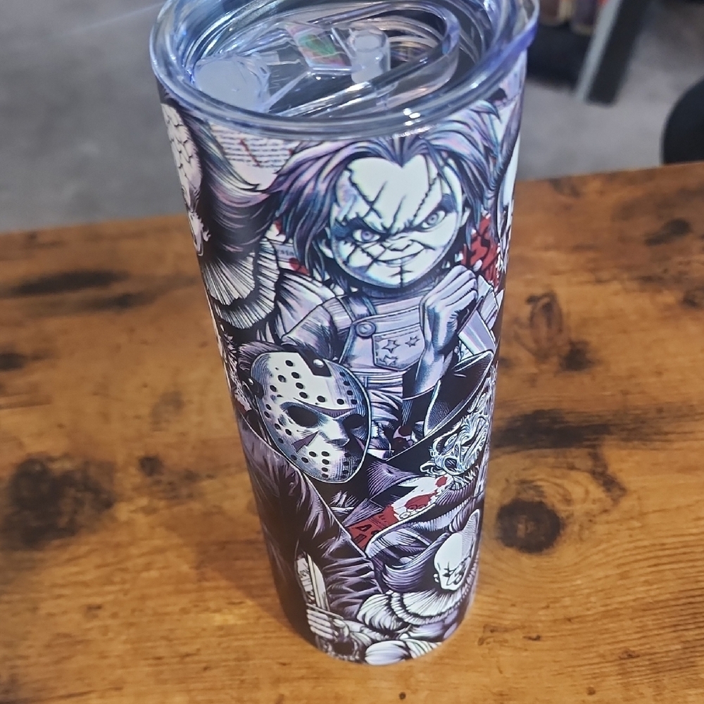Horror Character Tumbler with Lid 20oz